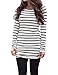 Myobe Women's Casual Rayon Striped O Neck Long Sleeve Bottom T-Shirt Blouse Tops White Black
