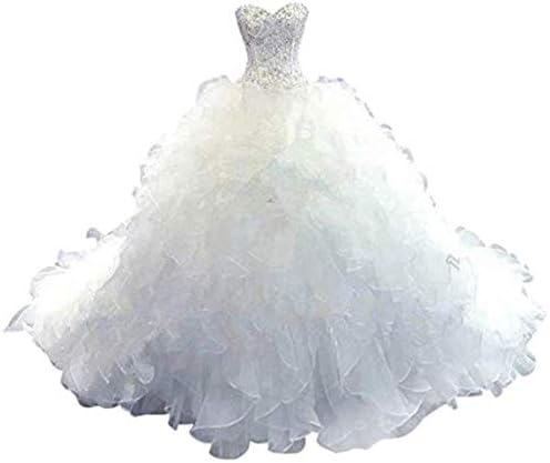 Bridal Mall Women's Organza Sweetheart Neckline Cascading Ruched Wedding Dress