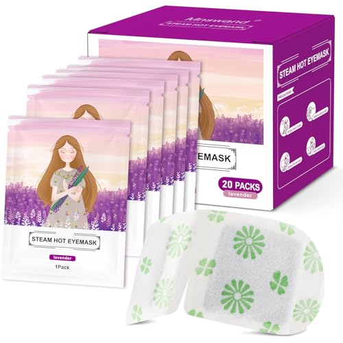 Mnswand 20 Packs Steam Eye Mask, Lavender Steam Eye Masks Disposable, Self-Heating Relief Heated Eye Mask for Fatigue, Perfect for Home, Sleep, Spa & Travel