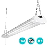 4ft LED Utility Shop Lights for Garage, 40W Bright Plug-in LED Shop Light Daylight 5000K Frosted Cover, Linkable Hanging Fluorescent Shop Light Fixture Replacement
