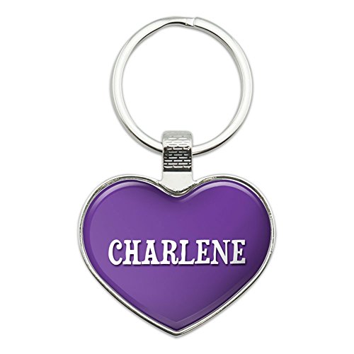 Graphics and More Metal Keychain Key Chain Ring Purple I Love Heart Names Female C Chan - Charlene