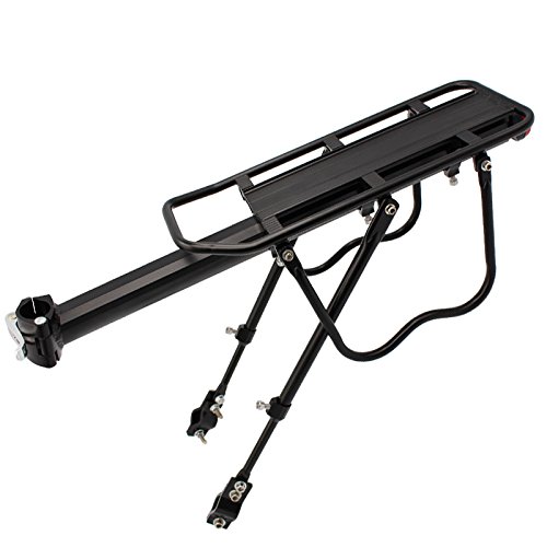 Enkrio Adjustable Bike Rear Cargo Rack Equipment Stand Footstock Bicycle Carrier Rack Bicycle Accessories Seat Post 110Lb Capacity (Black)