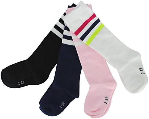 Bestartstore 4Pairs 4colors Unisex Children Cotton Thicken Knee Long Soccer Socks Team Socks for Girls Boys Toddlers Kids