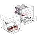 mDesign Stackable Plastic Eye Glass Storage Organizer Box Holder for Sunglasses, Reading Glasses, Accessories - 3 Divided Drawers, Chrome Pulls, 2 Pack - Clear