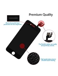 Reemplazo de pantalla Compatible con iPhone 6 4.7 ”Ensamblaje completo - Digitalizador de pantalla táctil LCD con sensores y cámara frontal, Compatible con iPhone 6 4.7inch-Negro