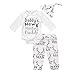 Baby Boy Girl Suit for Baby Shower Deer Print Long Sleeve Romper+Long Pants+Hat (3-6months, New to The Crew)