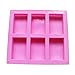BAKER DEPOT Rectangle Silicone Mould for Handmade Soap Cake Bread 6 Holes, Set of 2