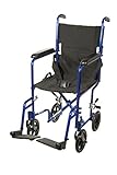 Drive Medical Deluxe Lightweight Aluminum Transport Wheelchair, Blue, 17
