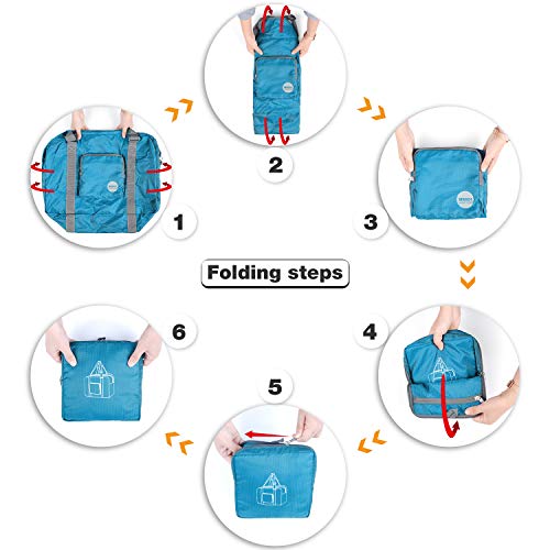 WANDF for Frontier Airlines United Airlines 18" Foldable Travel Duffle Bag for Travel Gym Sports Weekender Bag, Blue