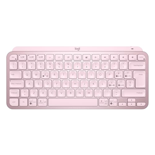 Logitech MX Keys Mini Tastiera Illuminata Wireless, Minimal, Compatta, Bluetooth, Retroilluminata, USB-C, Compatibile con Apple macOS, iOS, Windows, Linux, Android, in Metallo, ITA QWERTY - Rosa