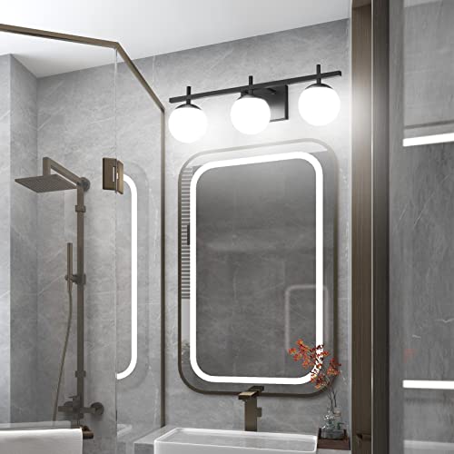 Ralbay Mid Century Modern Bathroom Vanity Lights 3Light Matte Black
