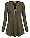 YaYa Bay Wrinkle Free Travel Tunic Zip Up Shirts for Women Slimming Casual Holiday Outfit Autumn Fashion Clothing Olive Green