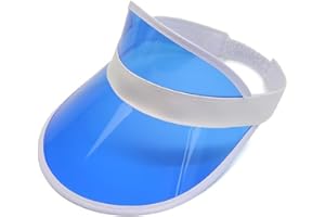 Unisex Kids Sun Visors Plastic Clear Cap Candy Color Transparent Elastic Visor Cap Colorful Sun Hat Empty Top Hat, Blue, One 