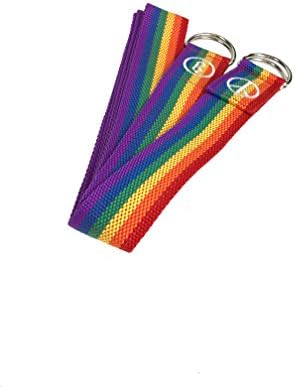 Gurus Rainbow Yoga Strap, Doubles as a Yoga Mat Sling Adjustable D-Ring Buckle, Durable Cotton Exercise Strap, Great for Stretching, Flexibility, and Advanced Yoga Poses, Perfect for Indoor and Outdoo
