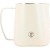 Gemilai 450ml Milk Frothing Pitcher -15.2oz Professional Coffee Steaming Jug for Lattes, Cappuccinos &amp; Espresso, Heat-Resistant Handle, Easy Pour Spout, Durable &amp; Easy to Clean,White