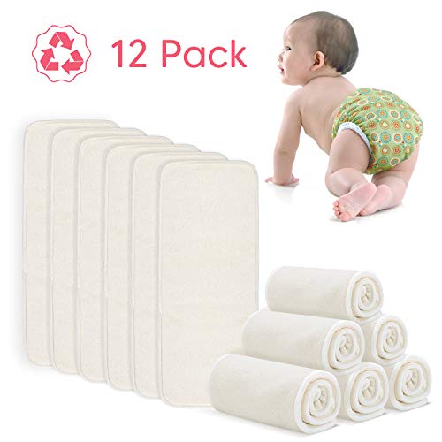 Damero 5Layer Bamboo Reusable Diapers Baby Inserts, 12PCS Cloth Diaper
