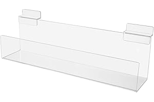Marketing Holders 24 Pack Acrylic Slatwall J Ledge 12 Inch Wide by 2.5 Inch Deep Clear Floating Retail Product Display for Salons Boutiques and Specialty Shops