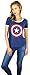 Marvel Womens Captain America Burnout Ringer Tee (Small, Navy)