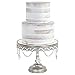 Amalfi Decor Cake Stand, Mirror Top Round Metal Pedestal Holder with Crystals, Silver, 10 Inches