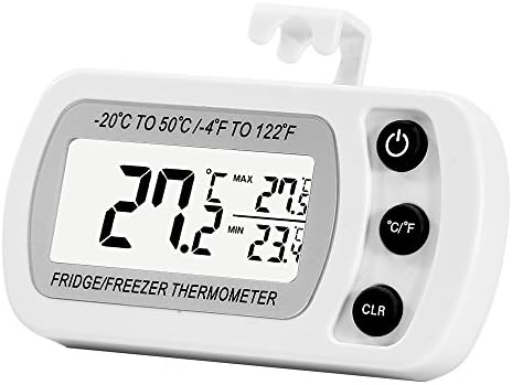 Digital Refrigerator Freezer Thermometer,Max/Min Record Function with Large LCD Display (1, white)