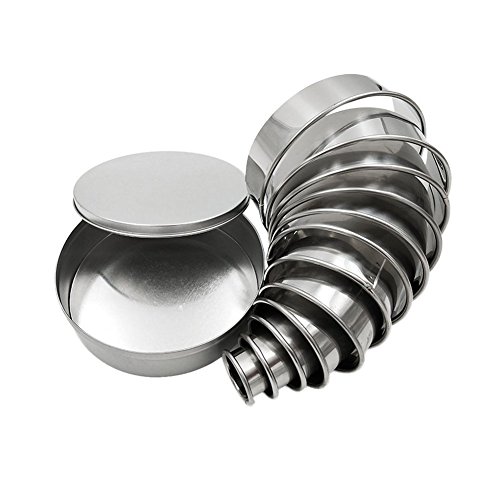 12 pcs Round Stainless Steel Food Grade Cookie Biscuit Cutter Set Circle Baking Pastry Ring Molds for Muffins Crumpets Donuts Scones Christmas Gift - Thumbnail 4