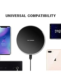 GLOUE Wireless Charger, 10W Qi-Guaranteed Wireless Charging Compatible with iPhone Xs Max XS XR X 8 8 Plus, Compatible with Galaxy S9 S9+ S8 S8+ Note 8, 5W for All Qi-Enabled Phones(No AC Adapter)
