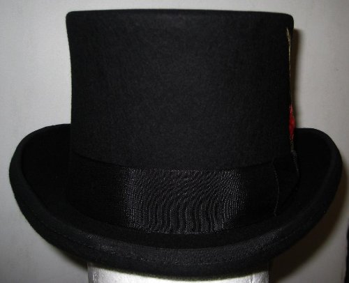 New 100% Wool Black Top Hat