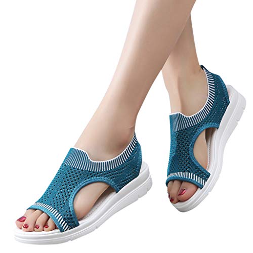 2019 New Sandal Shoes, Women Comfy Platform Sandal Shoes Summer Beach Travel Shoes Fashion Sandals Comfortable Ladies Shoes Dark Blue