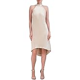 BCBGMAXAZRIA Womens Chain Halter Neck Midi Cocktail Dress