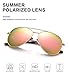 Bemkia Sunglasses Men Women Aviator,Polarized 60mm Len Shades Metal Frame UV400,Pink
