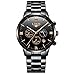 Mens Watches with Auto Date Chronograph Watch Men Sports Watches Waterproof 30M Full Steel Quartz Men's Black Watch