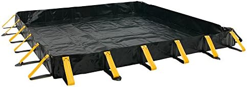 AIRE INDUSTRIAL 911-040412 Portable Spill Containment Berm, 120 gal Spill Capacity, 4' Length x 4' Width x 12" Height,Premium 30 oz. Industrial Geotextile Fabric, Black