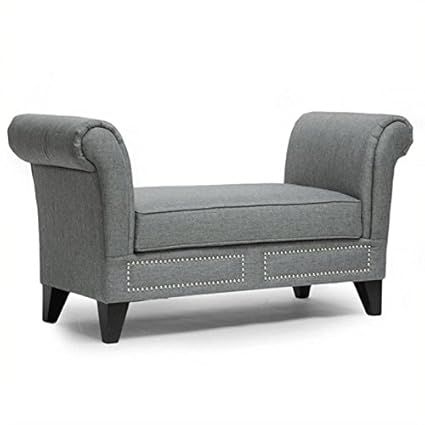 Amazon Com Atlin Designs Scroll Arm Bedroom Bench In Gray