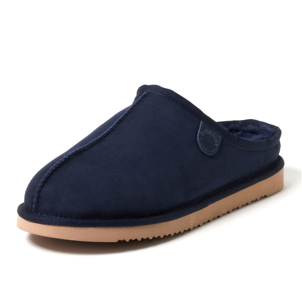 Fireside by Dearfoams Men's Grafton Genuine Shearling Indoor/Outdoor Clog, Navy, 9 Image