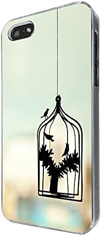 002953 - Shabby Chic Bird Cage Shadow Love Birds Design For iphone 5 5S / iphone SE 2016 Fashion Trend CASE Back COVER Plastic&amp;Thin Metal -Clear