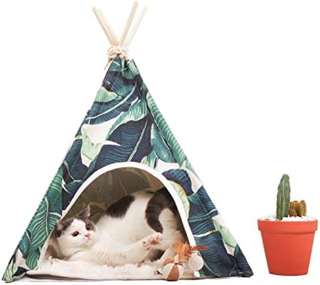 MY MARKET Pet Teepee Dog & Cat Bed - Portable Dog Tents & Pet Houses for Small Pets 24 Inch Green Style