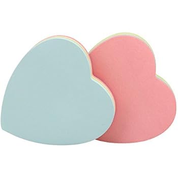 JERUIX 8.0x8.0cm Heart-Shaped Sticky Notes Posted Self-Adhesive Paper Notes Facilitated Stickers Notepads Pack of 2