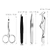 Pixnor 4 Pcs Tweezers Set, Eyebrow Tweezers Eyebrow Scissors, Precision Slant Tip Hair Tweezer for Men & Women, Fake Eyelashes Extension Applicatior Kit