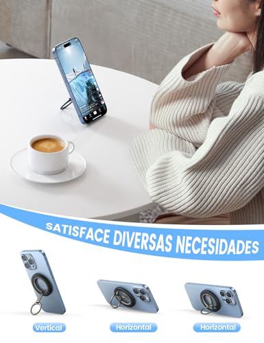Lamicall Anillo MagSafe para Celular – Más Ángulos Soporte Magnético para Celular, Doble Bisagra Rotación Super Magnética Holder, Accesorios MagSafe Stand para iPhone 17, 16 Pro MAX y Android