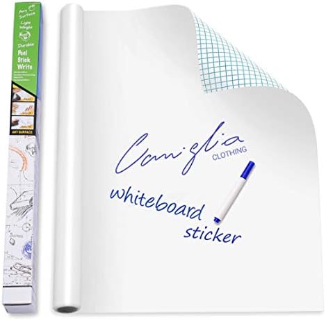 TOPtoper Self-Adhesive Whiteboard Sticker 78.7” × 17.7” Dry Erase Wall Decal Paper Whiteboard Surface for Kids, Office, Home and School (White, 17.7×78.7 Inch)