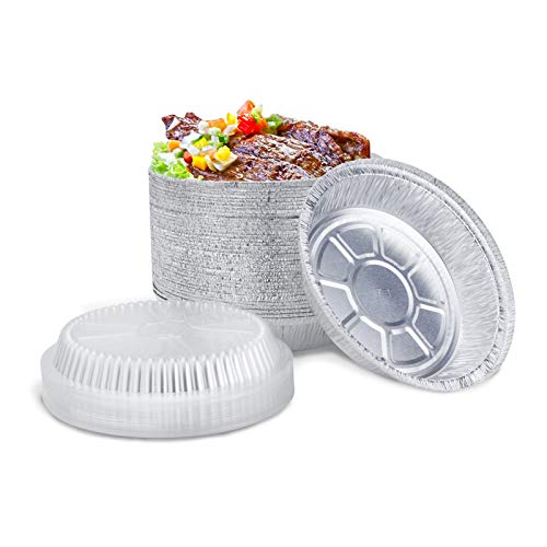7 inch Round Aluminum Foil Pans with Clear Lids(40 pack) Heavy Duty