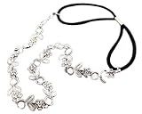 BONAMART  Women Silver Rhinestone Flower Hair Band Elastic Headband