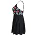 PZZ Geometric Print Plus Size Black Bathing Dress Push Up Swimsuit(FBA) (3X-Large, Black)