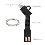 DT-charger Charge Sync Flexible Charger Key Chain Lightning to USB Cable - for Apple iPhone 5, 5s, 5c, 6, 6 Plus, 6s, 6s Plus, iPod,iPad (Black)