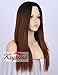 K’ryssma Ombre Synthetic Wigs Brown - Natural Looking 2 Tone Black Roots Machine Made Middle Part Long Straight Dark Brown Wig Heat Resistant 16 inches