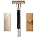 Adjustable Double Edge Safety Razor, The Crusader by VIKINGS BLADE, Long Handle, Butterfly Twist-To-Open Head, Eco Friendly, Luxury Leatherette Case. Smooth, Close, Clean Shaving (Variation: Ragnarr)