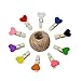 KINGLAKE 100 Pcs Mini Colored Wooden Heart Clothespins 3.5cm Photo Craft Clips for Wedding Party Decor with 100 Feet Jute Twine