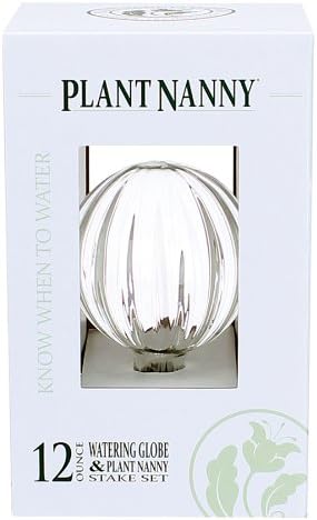Plant Nanny 8100 Watering Globe and Terracotta Stake Set, 12-Ounce, Clear