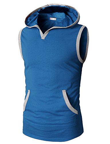 image for H2H Men Active Slim Fit Sleeveless Light Weight Tank Tops with Hoodie 
