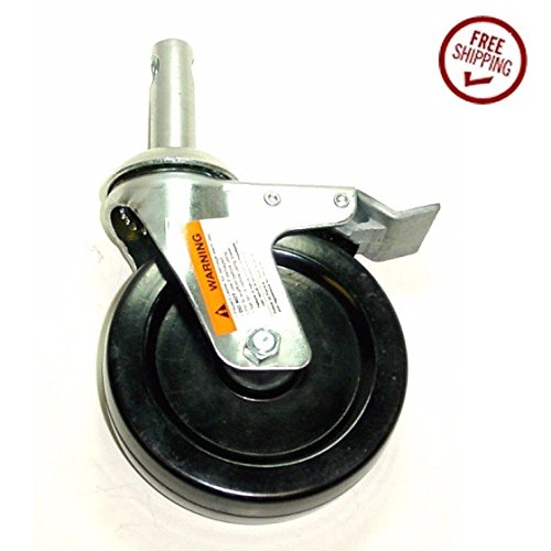 (One) Durable Swivel Stem Caster 5" x 1-1/4" Hard Wheel (13/16" Round Stem x 4" Tall) with Brake